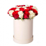 Roses in a Round White Box