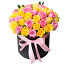 Mixed Roses in a Round Black Box