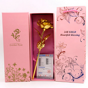 24k Gold Foil Gold Rose Flower Valentine's Day Gift Gold Flower+Box