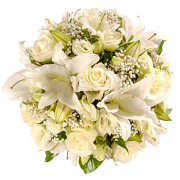 White Lily Rose Funeral Posy