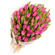 Two Dozen Pink Tulips in a Bouquet