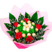 Flowers With Ferrero Rocher Hand Bouquet 09 