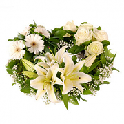White Lily Rose Funeral Wreath